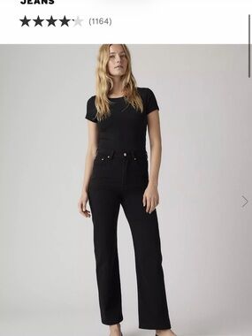 Levis Black Ribcage Straight Ankle Jeans